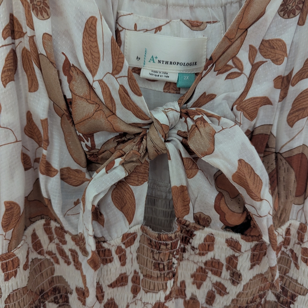 Anthropologie Cream and Brown Floral Maxi Dress - Picture 5 of 7